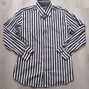 SPIER & MACKAY Shirt Mens 16/35.5 Black White stripped BUTTON UP LONG SLEEVE
